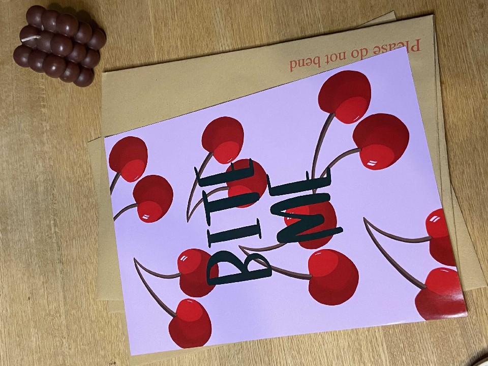 Bite Me Cherry Print - A4

Art prints created using digital art media, printed on high quality glossy paper, A4 size only.